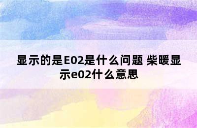 显示的是E02是什么问题 柴暖显示e02什么意思